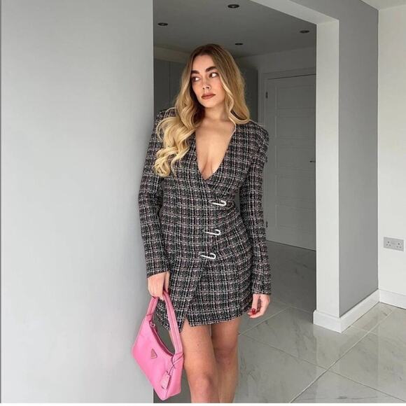 Zara Tweed Blazer Dress Size Large - Picture 5 of 12